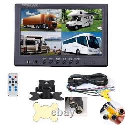 9 QUAD MONITOR SPLIT SCREEN 2x REAR VIEW BACKUP CCD CAMERA Kit FOR BUS TRUCK RV