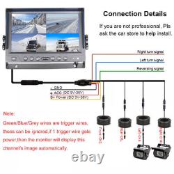 9 QUAD Monitor Screen Rear View Backup CCD Camera for Car Truck RV Trailer BUS