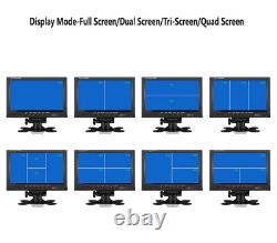 9 QUAD SPLITSCREEN MONITOR SCREEN 4x REAR VIEW BACKUP CAMERA 12-24V FOR TRUCK