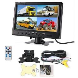 9 QUAD SPLITSCREEN MONITOR SCREEN 4x REAR VIEW BACKUP CAMERA 12-24V FOR TRUCK