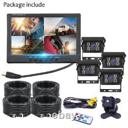 9 QUAD SPLITSCREEN MONITOR SCREEN 4x REAR VIEW BACKUP CAMERA 12-24V FOR TRUCK