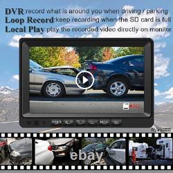 9 QUAD SPLIT MONITOR SCREEN 4x REAR VIEW BACKUP CCD CAMERA REVERSE SYSTEM TRUCK