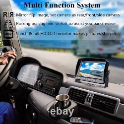 9 QUAD SPLIT MONITOR SCREEN 4x REAR VIEW BACKUP CCD CAMERA REVERSE SYSTEM TRUCK