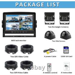 9 QUAD SPLIT MONITOR SCREEN 4x REAR VIEW BACKUP CCD CAMERA REVERSE SYSTEM TRUCK