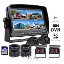 9 QUAD SPLIT MONITOR SCREEN 4x REAR VIEW BACKUP CCD CAMERA SYSTEM FOR TRUCK BUS