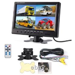 9 QUAD SPLIT MONITOR SCREEN REAR VIEW BACKUP 2x CCD CAMERA KIT FOR BUS TRUCK RV
