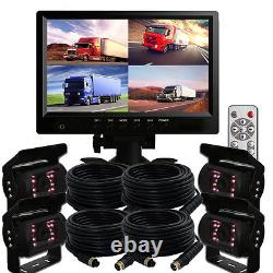 9 QUAD SPLIT SCREEN MONITOR 4x BACKUP REAR VIEW CCD CAMERA SYSTEM FOR TRUCK RV