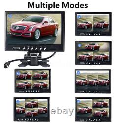 9 QUAD SPLIT SCREEN MONITOR 4x BACKUP REAR VIEW CCD CAMERA SYSTEM FOR TRUCK RV