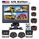 9 Quad 4 Split Monitor Front Rear View Backup Camera Kit For Bus Truck Trailers