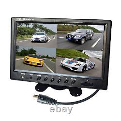 9 Quad Backup Camera Parking Split Monitor Rear View 20m 4Pin For Rv Truck Bus