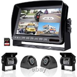 9'' Quad DVR HD Monitor Rear Side View Backup Camera for RV Truck Trailer Camper