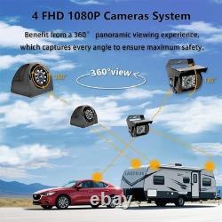 9'' Quad DVR HD Monitor Rear Side View Backup Camera for RV Truck Trailer Camper
