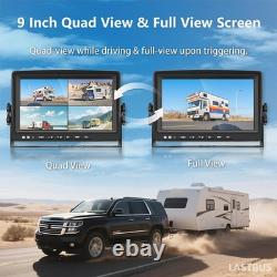 9'' Quad DVR HD Monitor Rear Side View Backup Camera for RV Truck Trailer Camper