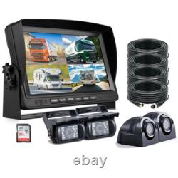 9 Quad DVR Monitor 4x Reversing Backup Front Rear View Camera For Truck RV Bus