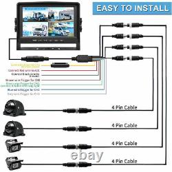 9 Quad DVR Monitor Rear View Backup Camera Reverse for Truck Bus Trailer RV Car