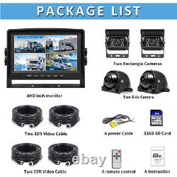 9 Quad DVR Monitor Rear View Backup Camera Reverse for Truck Bus Trailer RV Car
