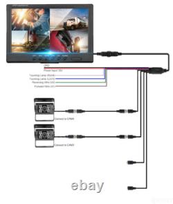 9 Quad Monitor 2 Heavy Duty IR Rear View Backup Camera 12-24v For Bus Truck RV