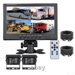 9 Quad Monitor 2 Heavy Duty IR Rear View Backup Camera 12-24v For Bus Truck RV