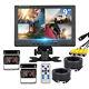 9'' Quad Monitor 2x 4PIN Backup Rear View Camera 2x 10m 12-24V Truck RV Tractor