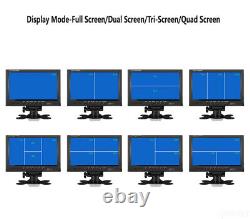 9'' Quad Monitor 2x 4PIN Backup Rear View Camera 2x 10m 12-24V Truck RV Tractor