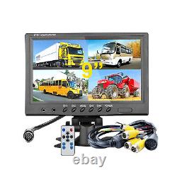 9 Quad Monitor 4PIN CCD Backup Camera Rear View for Truck Agriculture Machine