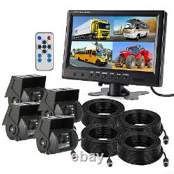 9''Quad Monitor Backup Rear View Camera 4x CCD Camera Fit Truck Bus RV Caravan