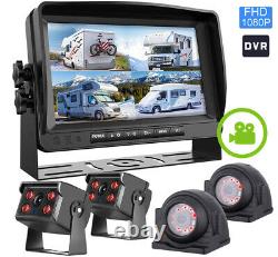 9 Quad Monitor Car Rear View Camera System Truck Trailer Caravan Backup Camera