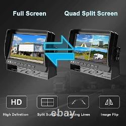 9 Quad Monitor DVR 4x 1080P IR Reverse Rear View Backup Camera For Truck RV Bus