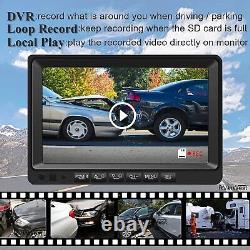 9 Quad Monitor DVR 4x 1080P IR Reverse Rear View Backup Camera For Truck RV Bus