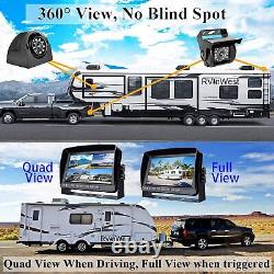 9 Quad Monitor DVR 4x 1080P IR Reverse Rear View Backup Camera For Truck RV Bus