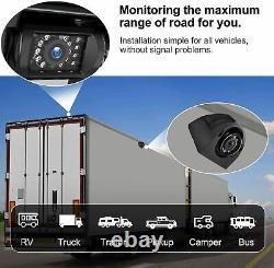 9 Quad Monitor DVR 4x 1080P IR Reverse Rear View Backup Camera For Truck RV Bus
