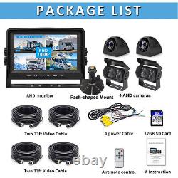 9 Quad Monitor DVR 4x 1080P IR Reverse Rear View Backup Camera For Truck RV Bus