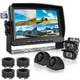 9 Quad Monitor DVR Record + Side Rear View Backup Camera For Truck Van RV Car