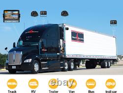 9 Quad Monitor DVR Record + Side Rear View Backup Camera For Truck Van RV Car