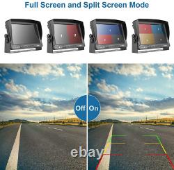 9 Quad Monitor DVR Record + Side Rear View Backup Camera For Truck Van RV Car