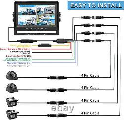 9 Quad Monitor DVR Recorder 4x Side Rear View Backup Camera For Motorhome Truck