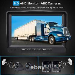 9 Quad Monitor DVR Recorder 4x Side Rear View Backup Camera For Truck Caravan