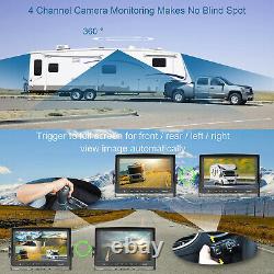 9 Quad Monitor DVR Recorder 4x Side Rear View Backup Camera For Truck Caravan