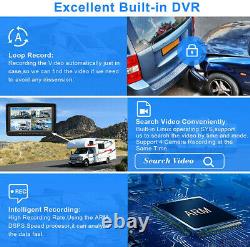 9 Quad Monitor DVR Recorder 4x Side Rear View Backup Camera For Truck Caravan