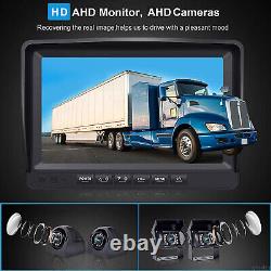 9 Quad Monitor DVR Recorder 4x Side Rear View Backup Camera For Truck Trailer