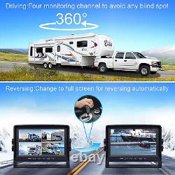 9 Quad Monitor DVR Recorder 4x Side Rear View Backup Camera For Truck Trailer