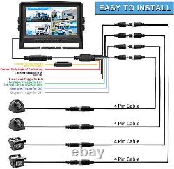 9 Quad Monitor DVR Recorder 4x Side Rear View Backup Camera For Truck Trailer