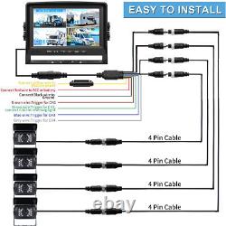 9 Quad Monitor DVR Recorder AHD Rear View Backup Camera For Truck RV Camper Van