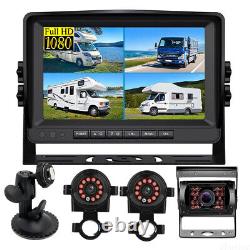 9 Quad Monitor DVR Recorder Side/Rear View Backup Camera3 for Truck Trailer RV