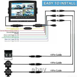 9 Quad Monitor DVR Recorder Side/Rear View Backup Camera3 for Truck Trailer RV