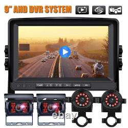 9 Quad Monitor DVR Recorder & Side Rear View Backup Camera System For Truck RV