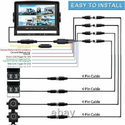 9 Quad Monitor DVR Recorder & Side Rear View Backup Camera System For Truck RV