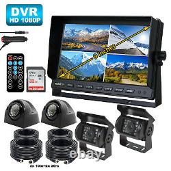 9 Quad Monitor DVR Recorder with 4 Rear View Backup Camera for Truck Trailer