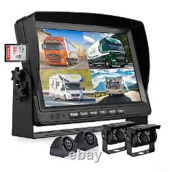 9 Quad Monitor DVR Video Recorder + 4x Side Rear View Backup Camera For Truck