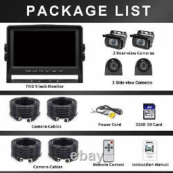 9 Quad Monitor DVR Video Recorder + 4x Side Rear View Backup Camera For Truck